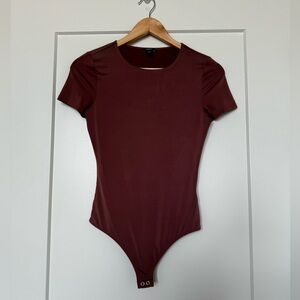 Express Maroon Dark Peach Red Contour TShirt Bodysuit Size XS